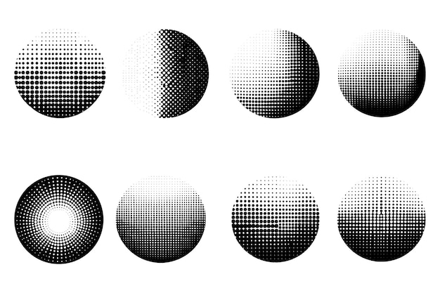 Conjunto de efeitos de grunge de ponto de ponto Halftone coleção de ilustração vetorial de textura de padrão abstrato Retro