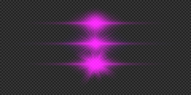Conjunto de efeitos de luz horizontal roxa de flares de lentes