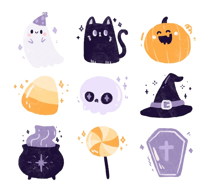 Conjunto de elementos bonitos de Halloween.