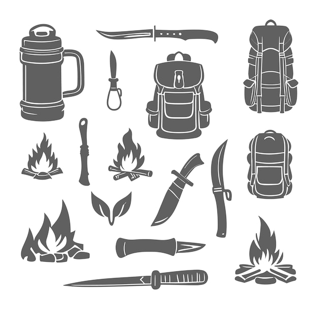 Conjunto de elementos de acampamento de vetor livre
