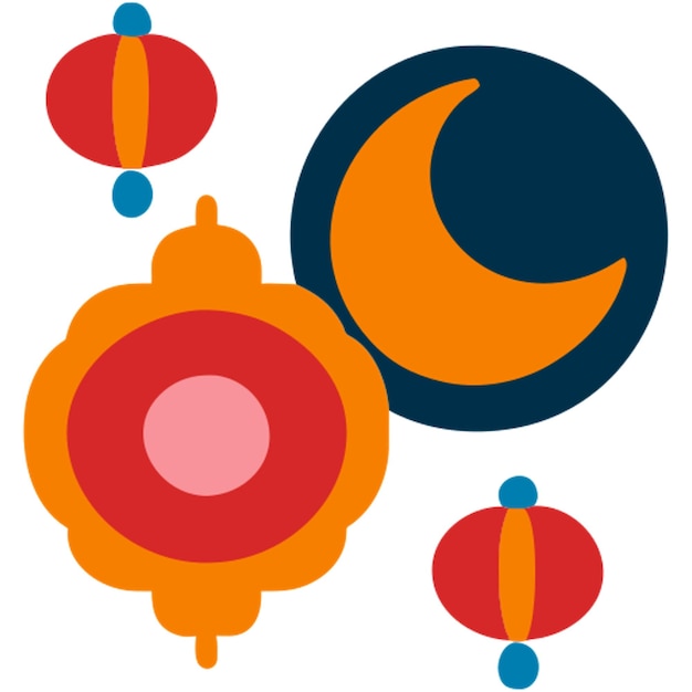 Vetor conjunto de elementos de ano novo lunar ícone formas coloridas