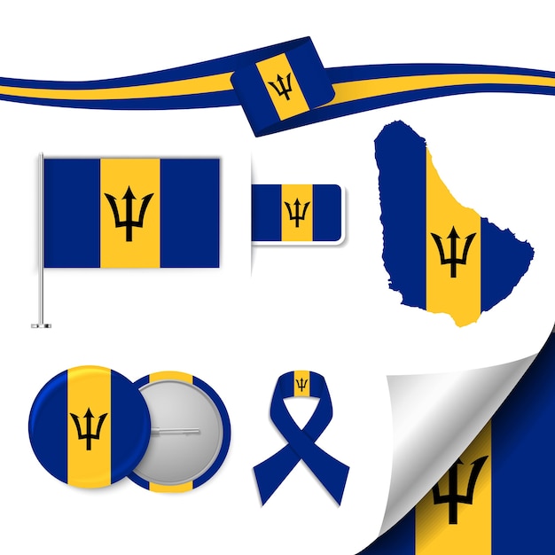 Conjunto de elementos de bandeira com barbados