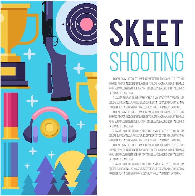 Vetor conjunto de elementos de design vetorial com lugar para texto. tiro skeet.