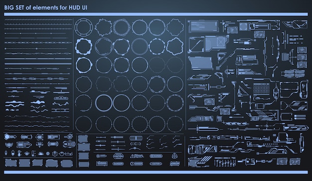 Conjunto de elementos de infográfico preto e branco. Elementos de exibição heads-up para a web e o aplicativo. Interface de usuário futurista.