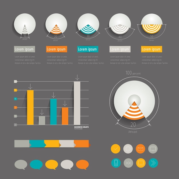 Conjunto de elementos de infográfico.