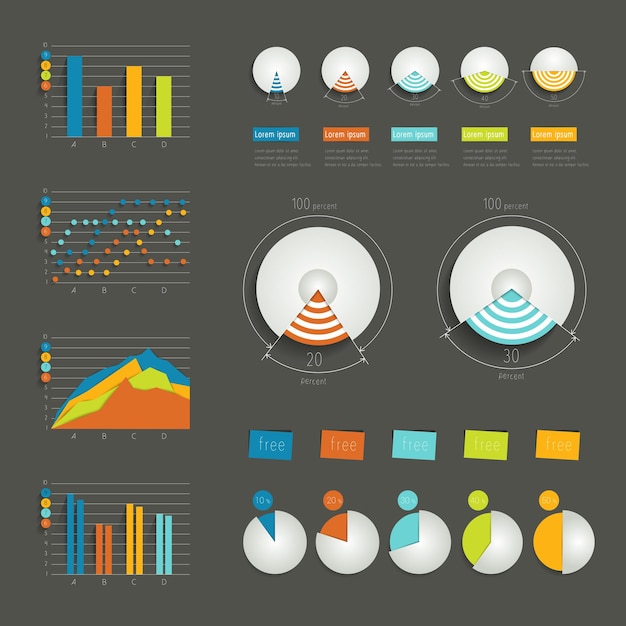 Conjunto de elementos de infográfico.