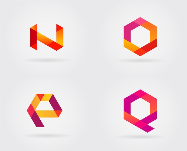 Conjunto de elementos de modelo de design de ícone de letra de logotipo em vetor