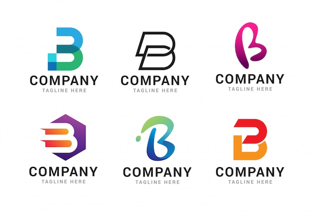 Conjunto de elementos de modelo de ícones de logotipo letra B