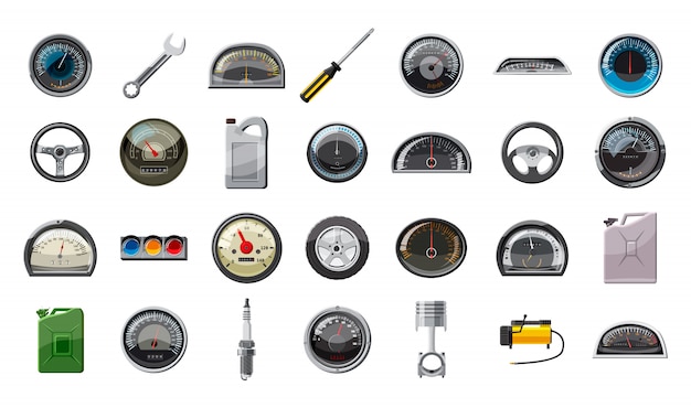 Conjunto de elementos de peças de carro. conjunto de desenhos animados de peças de carro