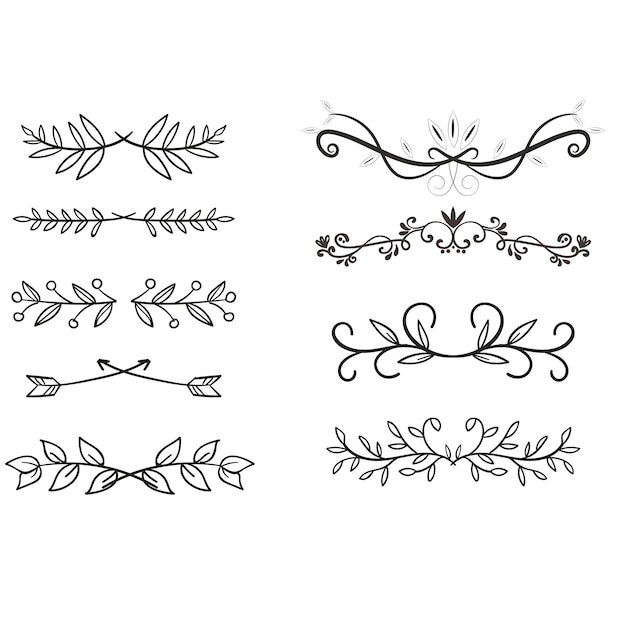 Conjunto de elementos divisórios decorativos Colecção floral de fronteira Vector