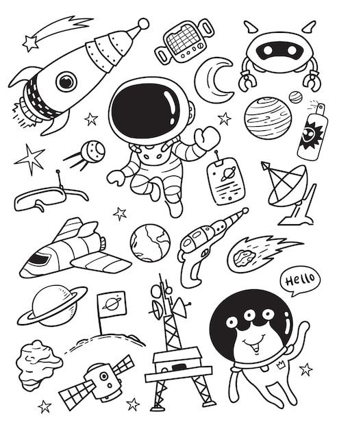 conjunto de elementos do espaço galazy doodle