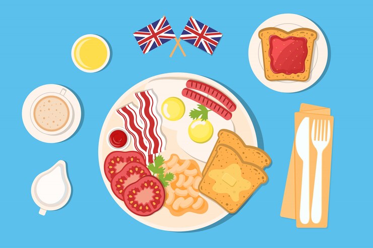 Vetor conjunto de elementos para café da manhã inglês.