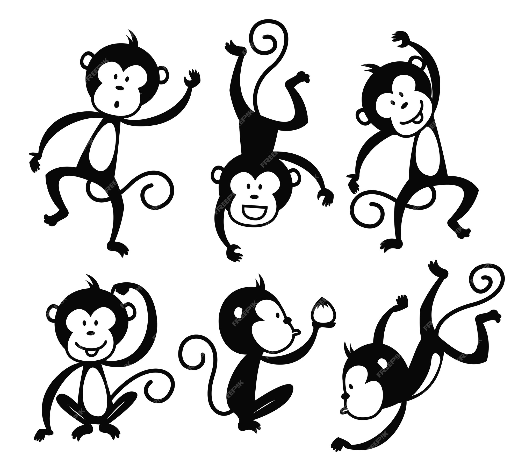 Conjunto De Quatro Macacos Fofos. 2016 Ano Novo Símbolo. Royalty Free SVG,  Cliparts, Vetores, e Ilustrações Stock. Image 47787718