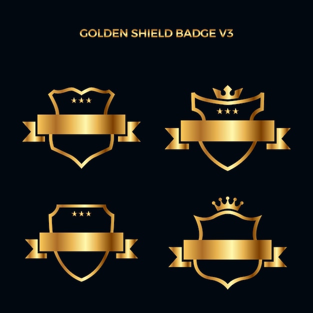 Conjunto de emblema de escudo dourado v3