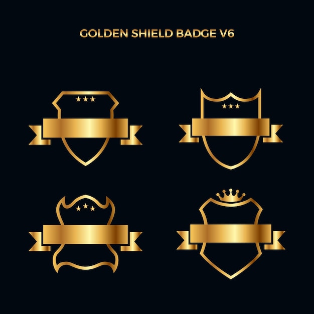 Conjunto de emblema de escudo dourado v6