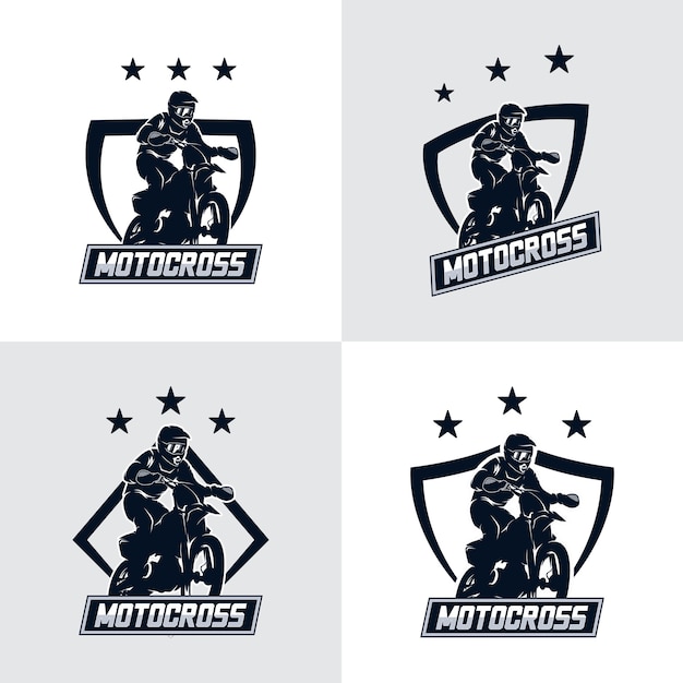 Vetor conjunto de emblema do logotipo do motocross freestyle