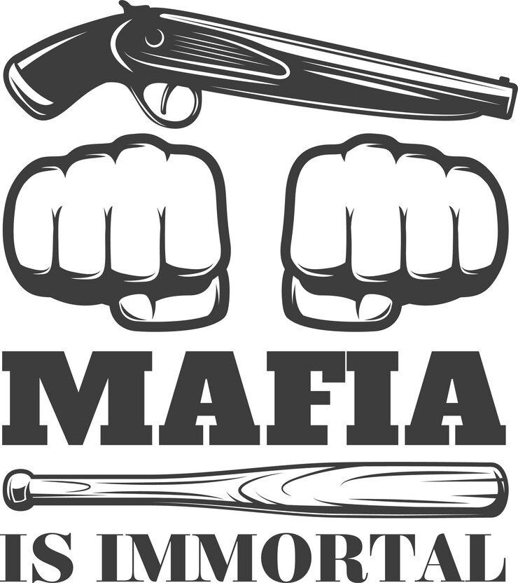 Vetor conjunto de emblemas da máfia, etiquetas, emblemas, logotipos. isolado no branco