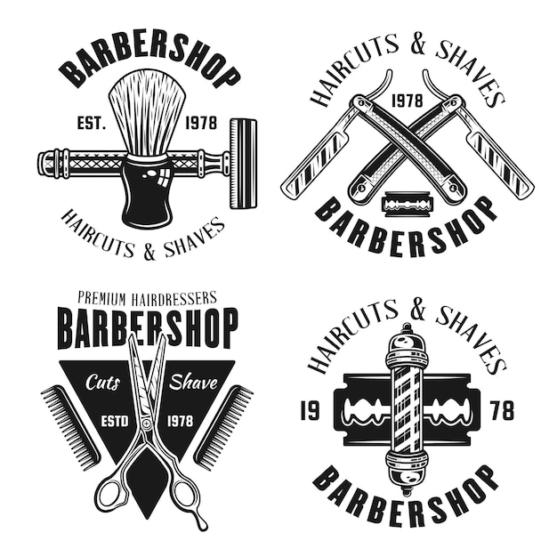 Conjunto de emblemas de barbearia