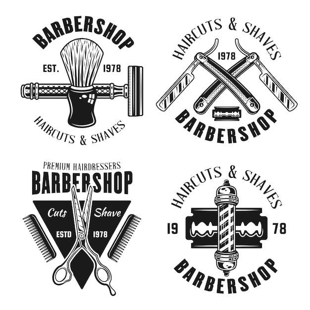 Conjunto de emblemas de barbearia