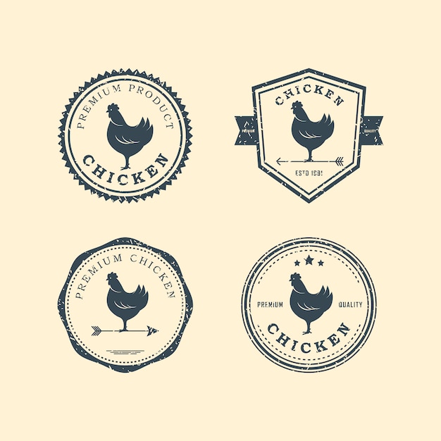 Conjunto de emblemas de frango premium. logotipo de frango