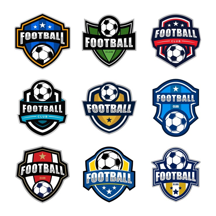 Vetor conjunto de emblemas de logos de clubes de futebol ou de futebal