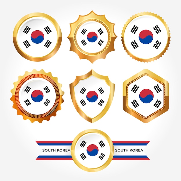 Vetor conjunto de emblemas de luxo da coreia do sul