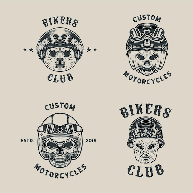 Conjunto de emblemas de motocicleta personalizados vintage