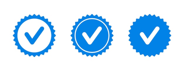 Vetor conjunto de emblemas de verificação ícone de verificação de perfil ícone aprovado