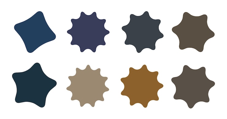 Vetor conjunto de emblemas vetor starburst sunburst coleção azul cor gradiente diferente estilo simples rótulos vintage elementos de design adesivos coloridos ilustração vetorial eps10 de ícones de tipos e cores