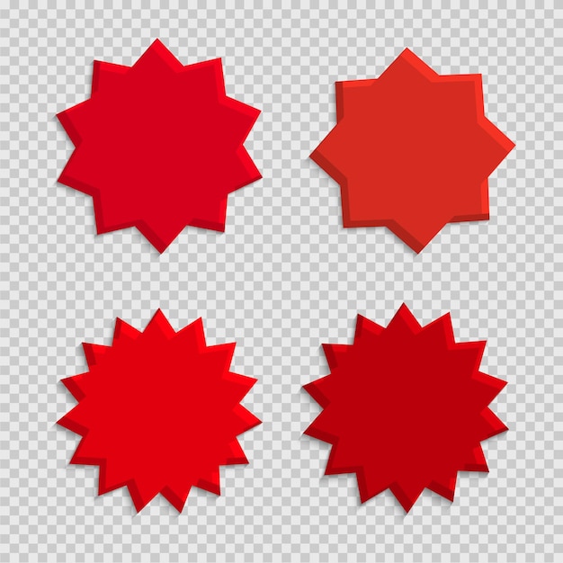 Vetor conjunto de emblemas vetor starburst sunburst coleção vermelho cor diferente estilo simples rótulos vintage elementos de design adesivos coloridos ilustração vetorial eps10 de ícones de tipos e cores