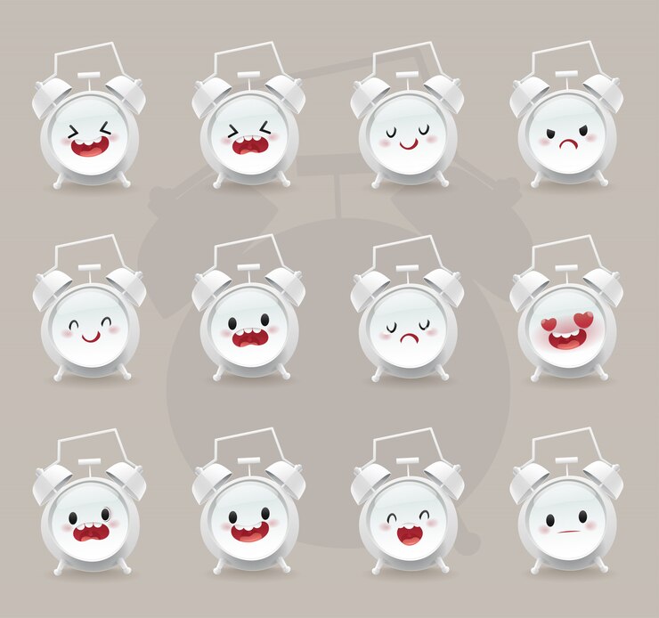 Vetor conjunto de emoções de despertador