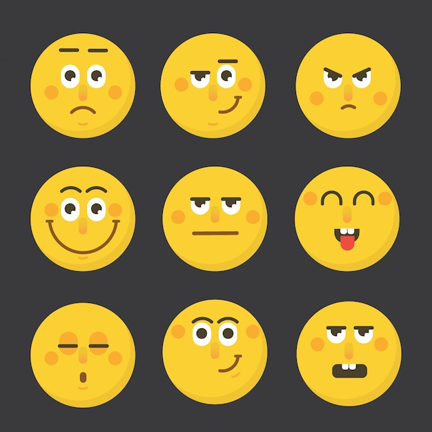 Conjunto de emoções de rosto de emoticon