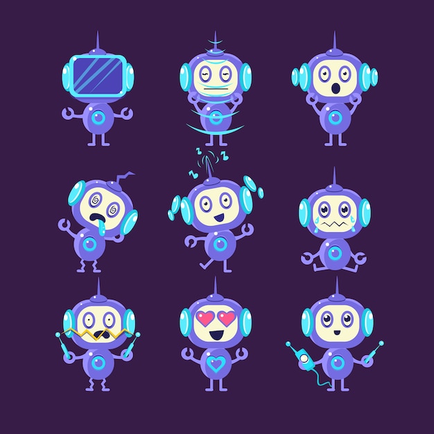 Conjunto de emoções diferentes do robô