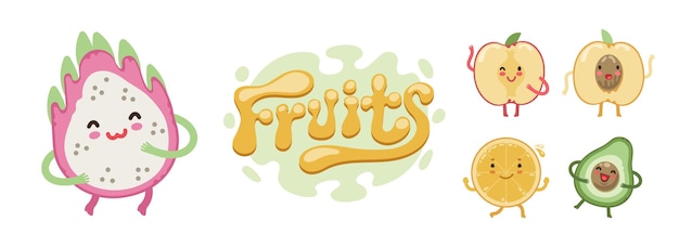 Conjunto de emojis de frutas fofas