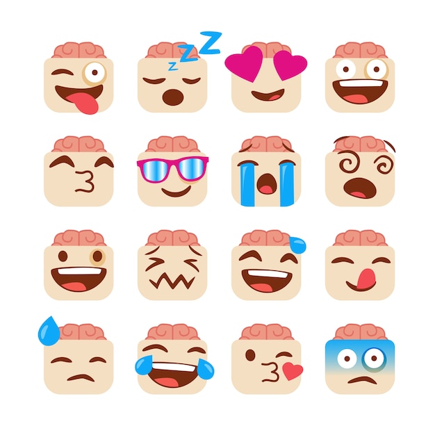 Conjunto de emojis engraçados com cara de zumbi