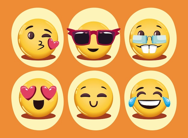 Conjunto de emojis planos