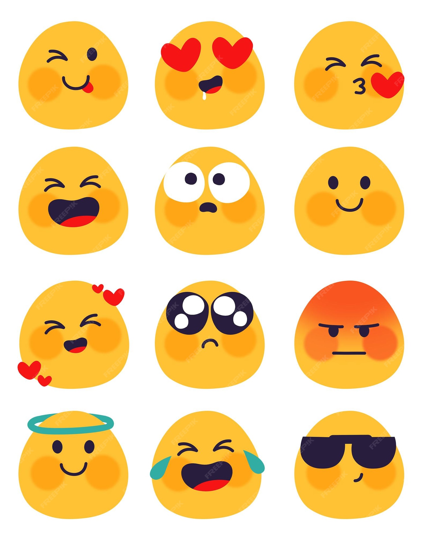 Conjunto de emojis vetoriais conjunto de emoticons fofos coleção de Conjunto de emojis vetoriais conjunto de emoticons fofos coleção de