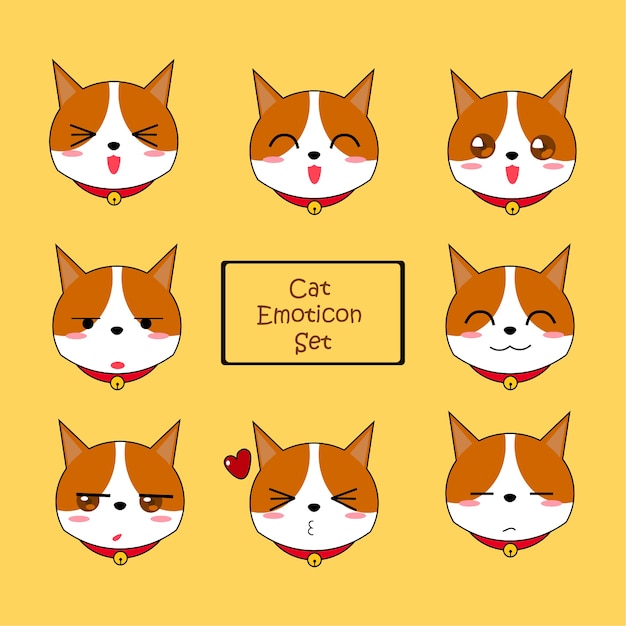 Conjunto de emoticon bonito do gato