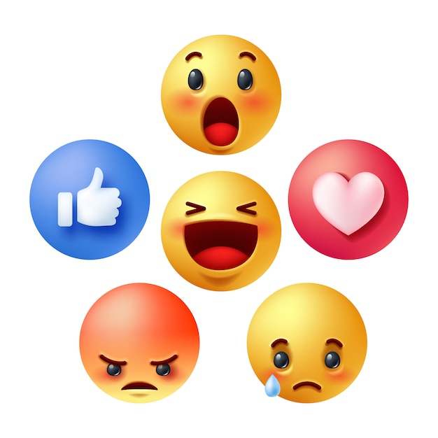 Vetor conjunto de emoticon de reação de mídia social