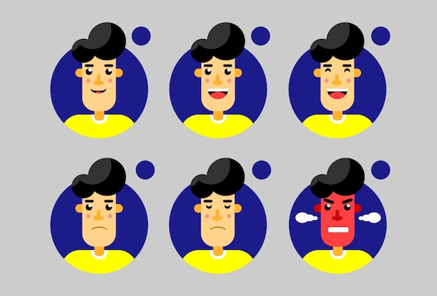 conjunto de emoticons de criança. Ilustração vetorial de emoticon simples