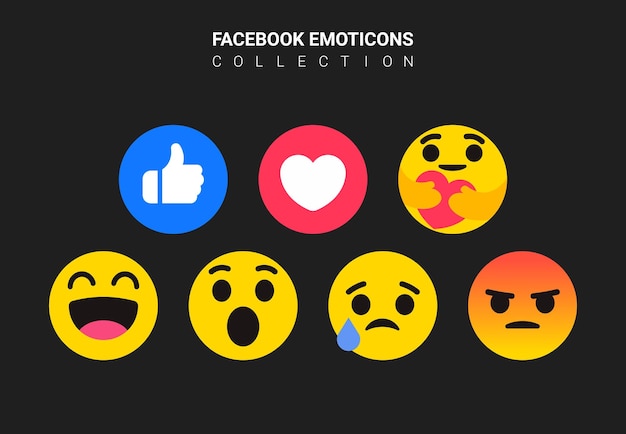 Vetor conjunto de emoticons do facebook em estilo plano