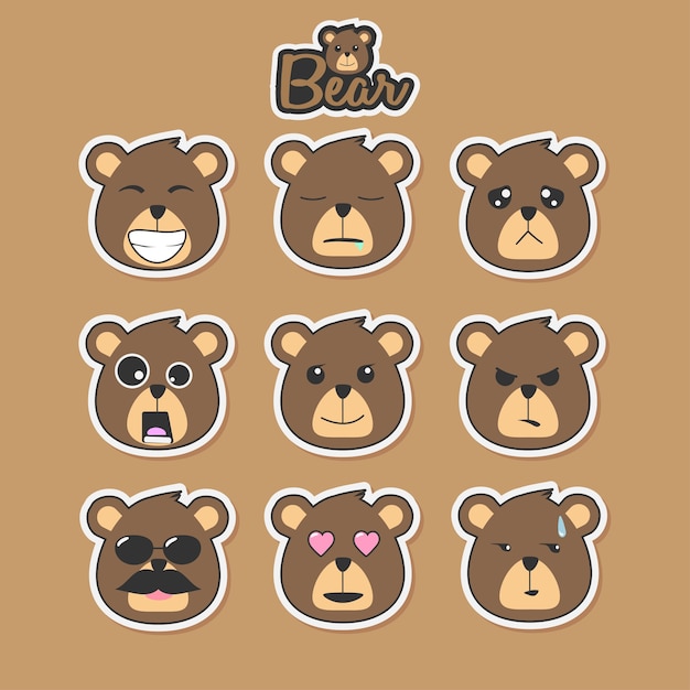 Vetor conjunto de emoticons teddy teddy