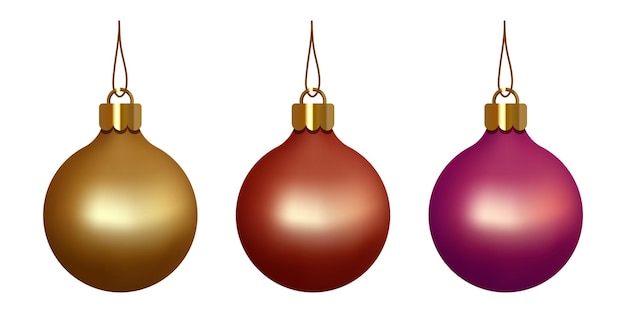 Conjunto de enfeites de natal de bolas de natal ilustração vetorial isolada em fundo branco