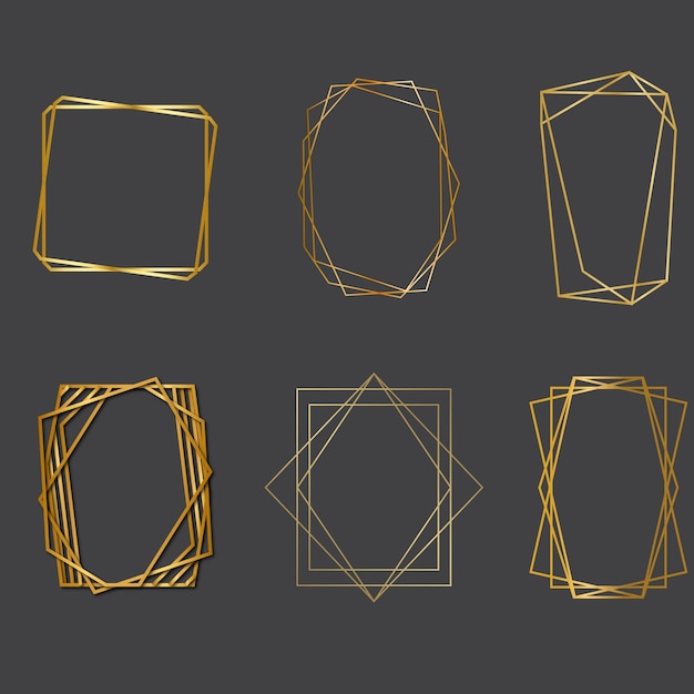 Conjunto de enquadramento de ouro geométrico isolado em brancoenquadramento geométrica simples de ouro abstrato