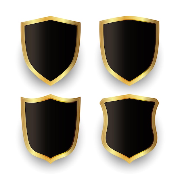 Conjunto de escudo dourado, sinal e símbolo de crachás de segurança