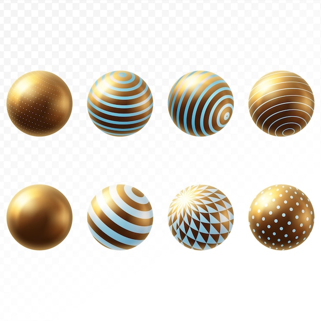 Conjunto de esferas 3d realistas abstratas