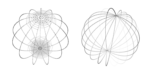 Conjunto de esferas abstratas de pontos e linhas em um fundo branco Estrutura de conexão de rede Visualização de big data Ilustração vetorial