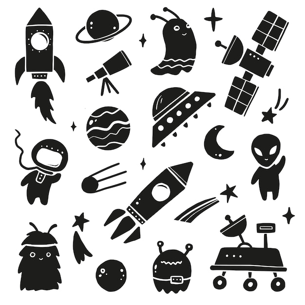 Bonito aperto de mão de astronauta com desenho animado alienígena, Gráficos  - Envato Elements