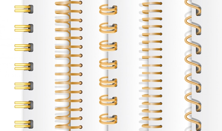 Vetor conjunto de espirais verticais douradas