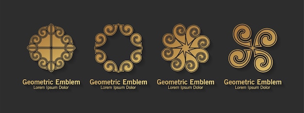 Conjunto de estilo de arte de linha de logotipo de ornamento luxo